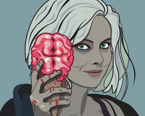 Preview wallpaper girl, brain, ice cream, halloween