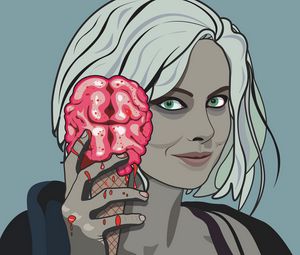 Preview wallpaper girl, brain, ice cream, halloween
