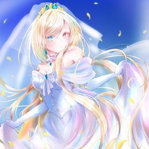 Preview wallpaper girl, bride, heterochromia, anime, art