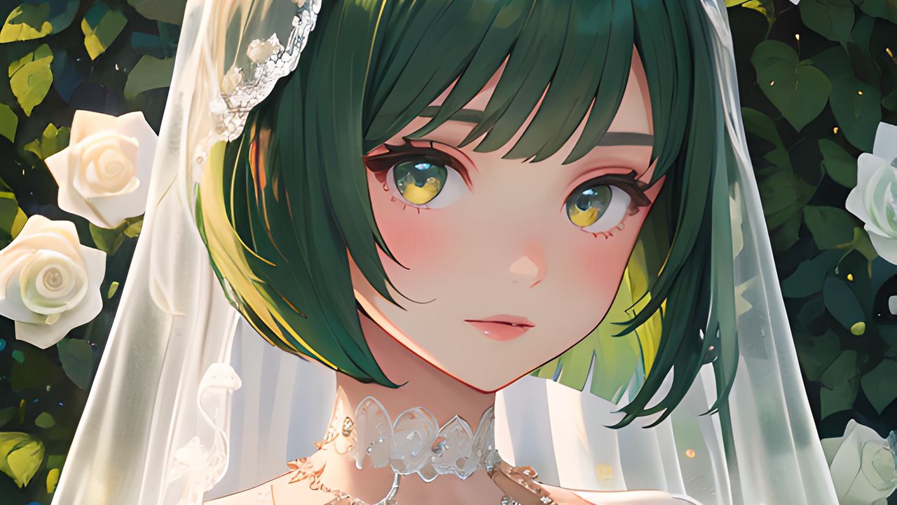 Wallpaper girl, bride, jewelry, anime, art