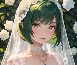 Preview wallpaper girl, bride, jewelry, anime, art