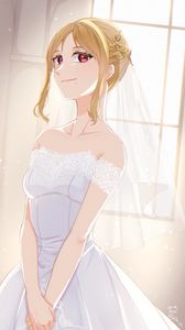 Preview wallpaper girl, bride, veil, glance, anime, art