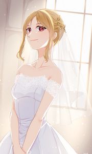 Preview wallpaper girl, bride, veil, glance, anime, art