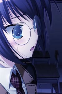 Preview wallpaper girl, brunette, glasses, tear, twilight