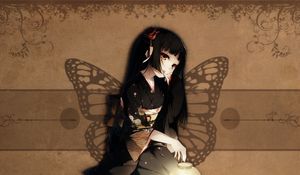 Preview wallpaper girl, brunette, kimonos, wings, butterfly