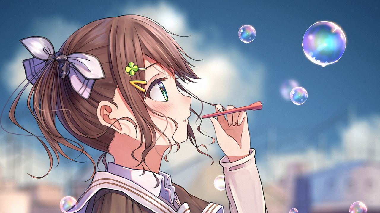 Wallpaper girl, bubbles, anime hd, picture, image