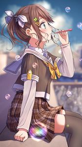 Preview wallpaper girl, bubbles, anime