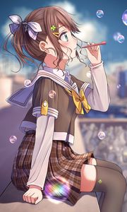 Preview wallpaper girl, bubbles, anime