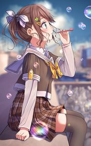 Preview wallpaper girl, bubbles, anime