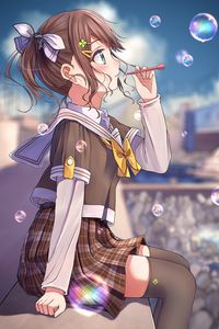 Preview wallpaper girl, bubbles, anime