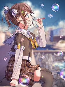Preview wallpaper girl, bubbles, anime