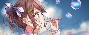 Preview wallpaper girl, bubbles, anime
