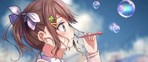 Preview wallpaper girl, bubbles, anime