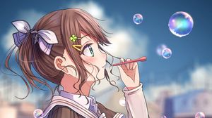 Preview wallpaper girl, bubbles, anime