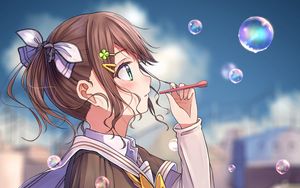 Preview wallpaper girl, bubbles, anime