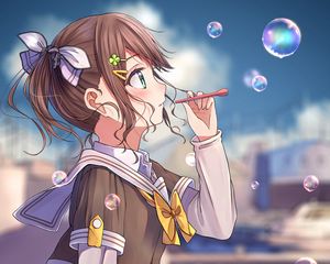 Preview wallpaper girl, bubbles, anime