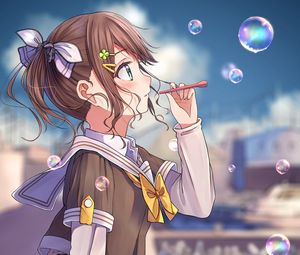Preview wallpaper girl, bubbles, anime