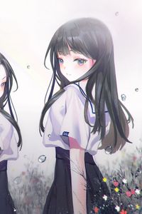 Preview wallpaper girl, bubbles, flowers, anime