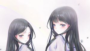 Preview wallpaper girl, bubbles, flowers, anime
