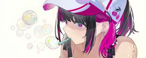 Preview wallpaper girl, bubbles, pose, art, anime