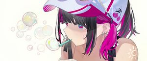 Preview wallpaper girl, bubbles, pose, art, anime