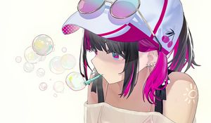 Preview wallpaper girl, bubbles, pose, art, anime