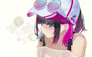 Preview wallpaper girl, bubbles, pose, art, anime