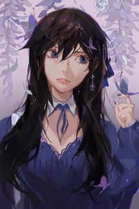 Preview wallpaper girl, butterflies, anime, art