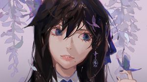 Preview wallpaper girl, butterflies, anime, art