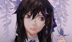 Preview wallpaper girl, butterflies, anime, art