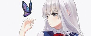 Preview wallpaper girl, butterfly, anime, gesture