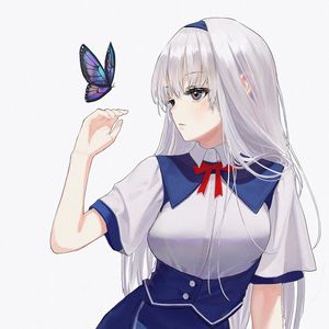 Preview wallpaper girl, butterfly, anime, gesture