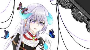Preview wallpaper girl, butterfly, gem, jewelry, anime