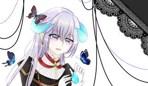 Preview wallpaper girl, butterfly, gem, jewelry, anime