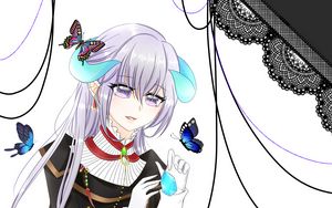 Preview wallpaper girl, butterfly, gem, jewelry, anime