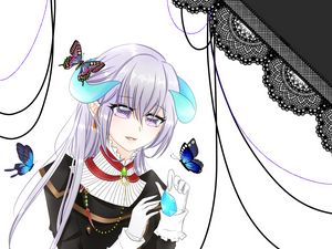 Preview wallpaper girl, butterfly, gem, jewelry, anime