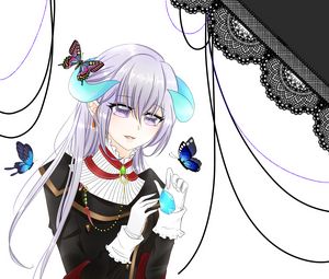 Preview wallpaper girl, butterfly, gem, jewelry, anime