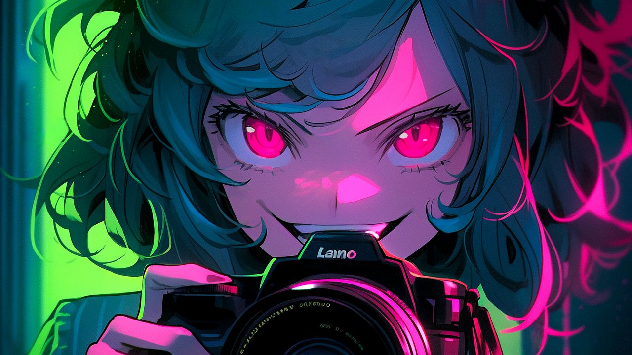 Anime girl holding camera illustration HD wallpaper | Wallpaper Flare