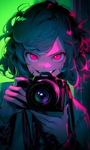 Preview wallpaper girl, camera, anime, art
