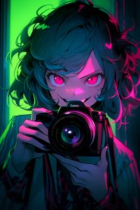 Preview wallpaper girl, camera, anime, art