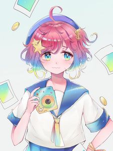 Preview wallpaper girl, camera, selfie, money, anime