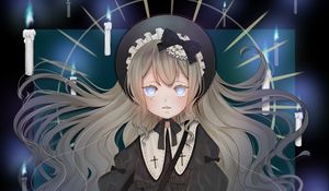 Preview wallpaper girl, candles, dress, toy, anime