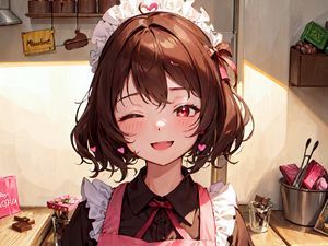 Preview wallpaper girl, candy, confectioner, wink, anime