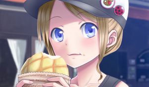Preview wallpaper girl, cap, bun, anime
