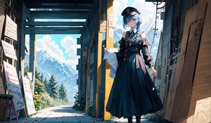 Preview wallpaper girl, cap, dress, anime, art