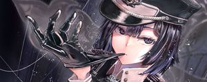 Preview wallpaper girl, cap, gloves, gesture, anime