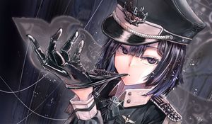 Preview wallpaper girl, cap, gloves, gesture, anime