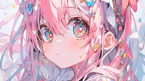 Preview wallpaper girl, cap, hairpins, anime, art