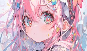 Preview wallpaper girl, cap, hairpins, anime, art