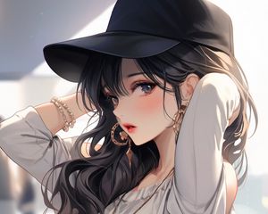 Preview wallpaper girl, cap, jewelry, anime